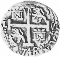 (№1748km43RA (RA43)) Монета Перу 1748 год 2 Reales