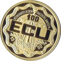(№1992) Монета Нидерланды 1992 год 100 Ecu (Королевский визит в Нидерланды Антильские острова - 12fr