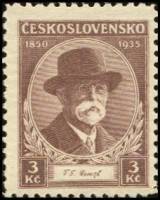 (1935-004) Марка Чехословакия "Т. Массарик (Коричневая)"    85 лет со дня рождения Т. Масарика II Θ