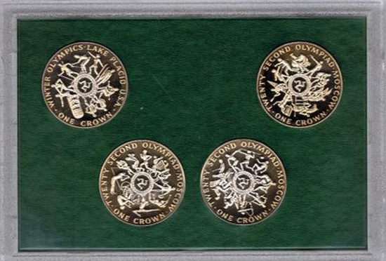 (1980, 4м.) Набор монет Остров Мэн 1980 год &quot;XXII Летняя олимпиада Москва 1980&quot;   PROOF