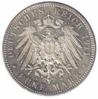 () Монета Германия (Империя) 1911 год   ""   Серебро (Ag)  XF