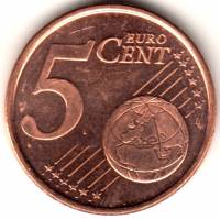 (2000) Монета Финляндия 2000 год 5 евроцентов  1-й тип образца 1999-2006 с буквой М Сталь, покрытая 