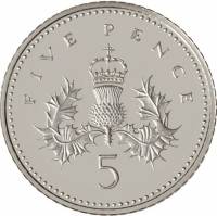 (№1990km937c.p12) Монета Великобритания 1990 год 5 Pence (Венчает Чертополох - Серебро Piedfort)