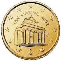 (№2002km443) Монета Сан-Марино 2002 год 10 Euro Cent (Базилика Святого Маринуса)