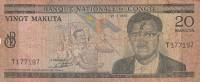 (,) Банкнота Дем Республика Конго 1970 год 20 франков    UNC