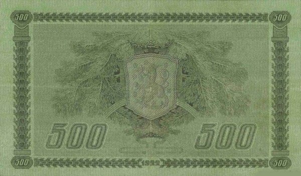 (1922) Банкнота Финляндия 1922 год 500 марок    UNC