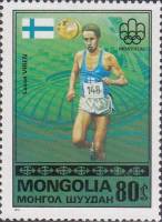 (1976-043) Марка Монголия "Лассе Вирен, Финляндия"    Золотые медалисты Олимпийских игр '76 в Монреа