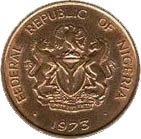 (№1973km7) Монета Нигерия 1973 год frac12; Kobo