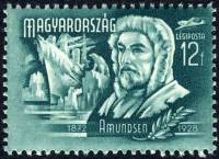 (1948-019) Марка Венгрия "Руаль Амундсен"    Изобретатели и исследователи III Θ