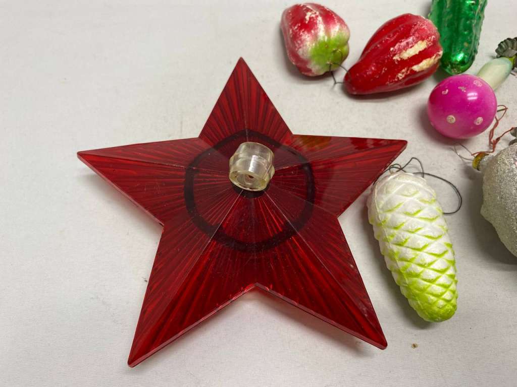 Елочные украшения СССР 9 шт и звезда