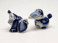 Статуэтки фигурки мини Вороны 2 штуки гжель высота 5 см