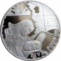(2008) Монета Остров Олдерни 2008 год 5 фунтов "1-я Мировая Война. Медсестра"  Серебро Ag 925  PROOF