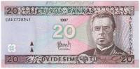 (1997) Банкнота Литва 1997 год 20 лит "Йонас Мачюлис Майронис"   UNC