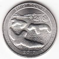 (036p) Монета США 2017 год 25 центов "Фигурные курганы"  Медь-Никель  UNC