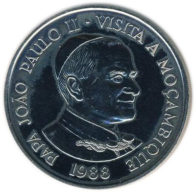 (1988) Монета Мозамбик 1988 год 1000 метикалов &quot;Визит папы Иоанна Павла II&quot;  Медь-Никель  UNC