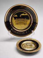 Тарелки декоративные сувенир 2 шт Америка США керамика золочение Вашингтон Белый дом Сан Франциско