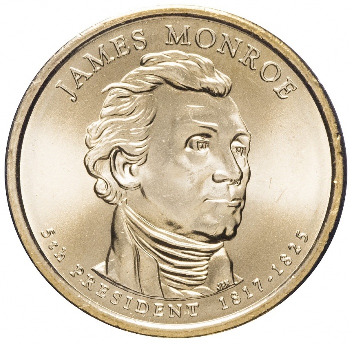 (05p) Монета США 2008 год 1 доллар &quot;Джеймс Монро&quot; 2008 год Латунь  UNC