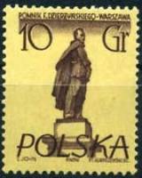 (1955-012) Марка Польша "Ф. Дзержинский"   Памятники Варшавы I Θ