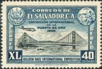 (№1939-571) Марка Сальвадор 1939 год "Мост "Золотые Ворота"", Гашеная