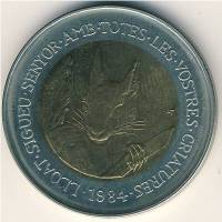 (1984) Монета Андорра 1984 год 2 динера "Белка"  Биметалл Биметалл  UNC