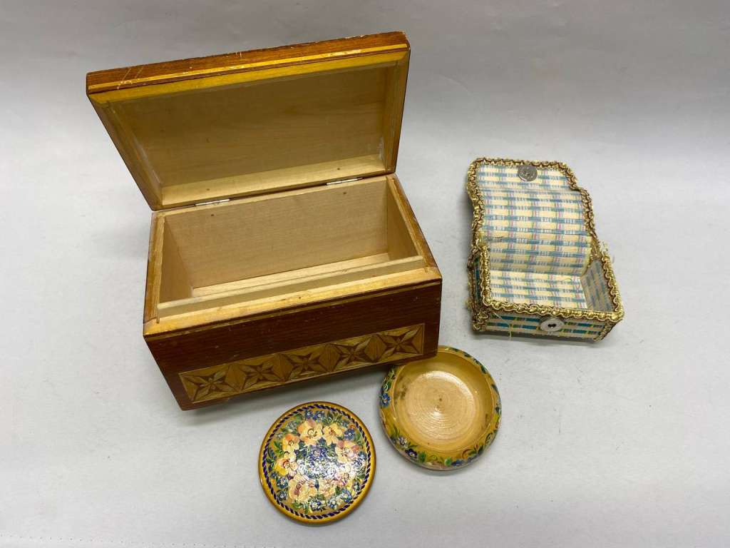 Шкатулка 3 шт дерево, солома