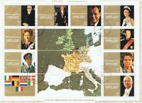 (№1973-2587) Лист марок Эмират Аджман (ОАЭ) 1973 год "Глав государств стран Большой Формат ЕС", Гаше