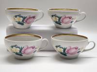 Чашки чайные 4 штуки Дулево фарфор деколь СССР винтаж