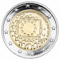 016 Монета Германия (ФРГ) 2015 год 2 евро 30 лет флагу Европы Двор D Биметалл  UNC