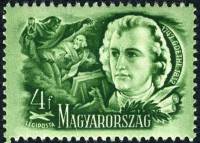 (1948-026) Марка Венгрия "Иоганн Вольфганг фон Гёте"    Поэты и писатели III Θ