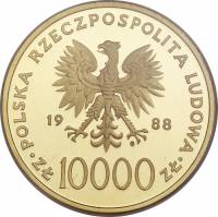 () Монета Польша 1988 год 100000 злотых ""  Биметалл (Платина - Золото)  PROOF