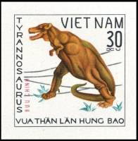 (1979-004a) Сцепка (2 м) Вьетнам "Тираннозавр"  Без перфорации  Доисторические животные III Θ