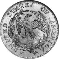 (1797, 15 звёзд) Монета США 1797 год 5 центов  2. Драпированный бюст, малый орёл Серебро Ag 892  VF