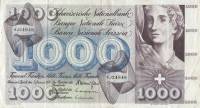 (№1970P-52i.1) Банкнота Швейцария 1970 год "1,000 Franken/Francs/Franchi" (Подписи: Brenno Galli  St