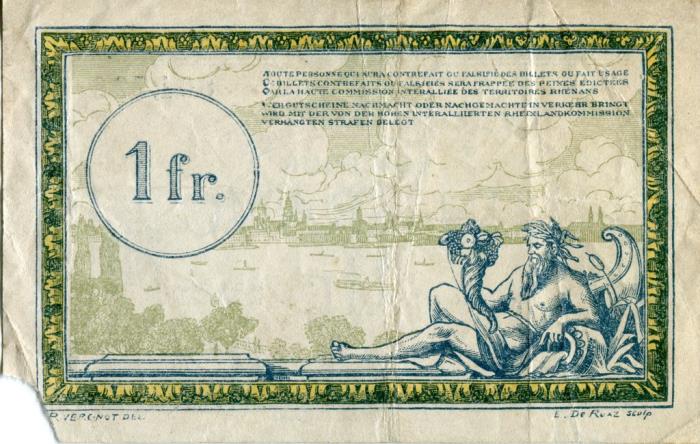 (№1923P-R5) Банкнота Франция 1923 год &quot;1 Franc&quot;