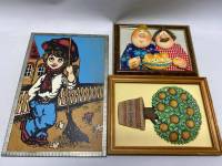 Панно картина апликация в рамке, 3 шт