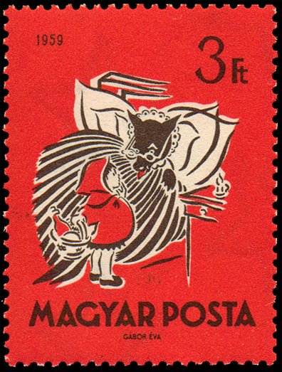 (1959-081) Марка Венгрия "Красная шапочка"    Fairy Tales III O