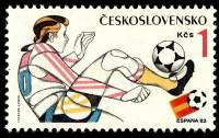 (1982-002) Марка Чехословакия "Мяч на ноге"    ЧМ по футболу 1982 Испания III Θ