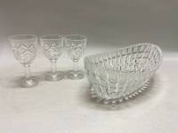 Салатник ладья и три рюмки, хрусталь СССР