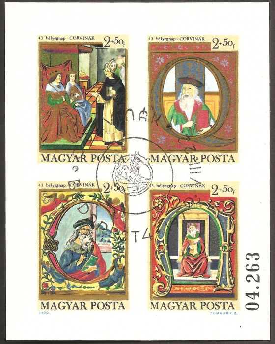 (1970-050) Блок марок Венгрия &quot;Короли (без перф.)&quot; ,  III O