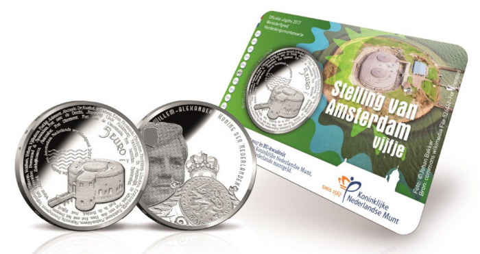 (2017) Монета Нидерланды (Голландия) 2017 год 5 евро &quot;Амстердам. Линия обороны&quot;  Серебро Ag 925  Coi
