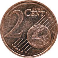 (2005) Монета Франция 2005 год 2 цента   Сталь, покрытая медью  UNC