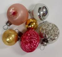 Набор ёлочных игрушек "Ассорти", 6 шт, стекло, СССР (сост. на фото)