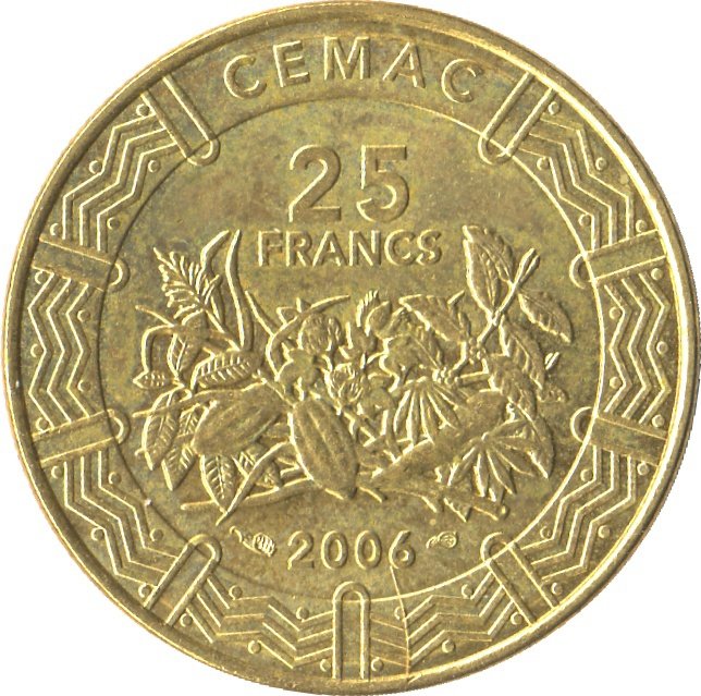 (№2006km20) Монета Центральная Африка 2006 год 25 CFA Francs