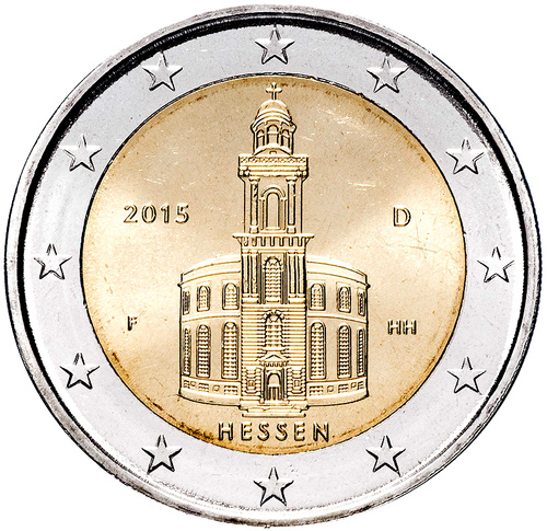 015 Монета Германия (ФРГ) 2015 год 2 евро Гессен Двор J Биметалл  UNC