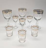 Бокалы рюмки стопки на 3 персоны стекло позолота СССР ( 9 предметов)