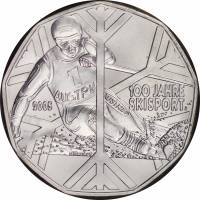 (005) Монета Австрия 2005 год 5 евро "Лыжный спорт. 100 лет"  Серебро Ag 800  UNC