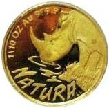 (№1995km195) Монета Южная Африка 1995 год 1/10 Ounce (Натура - Носорог)