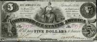 (№1861P-19a) Банкнота Конфедеративные Штаты Америки 1861 год "5 Dollars"