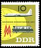 (1963-045) Марка Германия (ГДР) "Автобус и самолет"    Ярмарка, Лейпциг II Θ