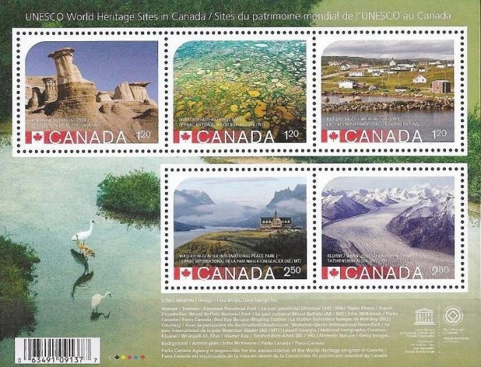 (№2015-216) Блок марок Канада 2015 год &quot;Мини-лист Всемирного наследия&quot;, Гашеный